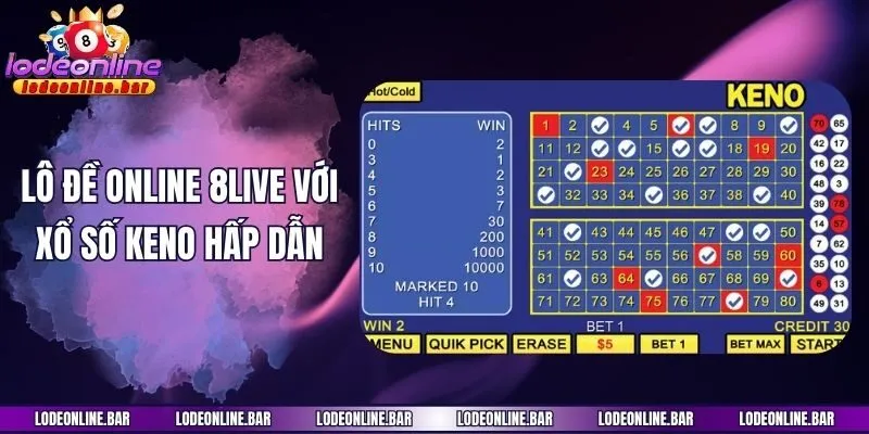 Lô đề online 8Live với xổ số Keno hấp dẫn